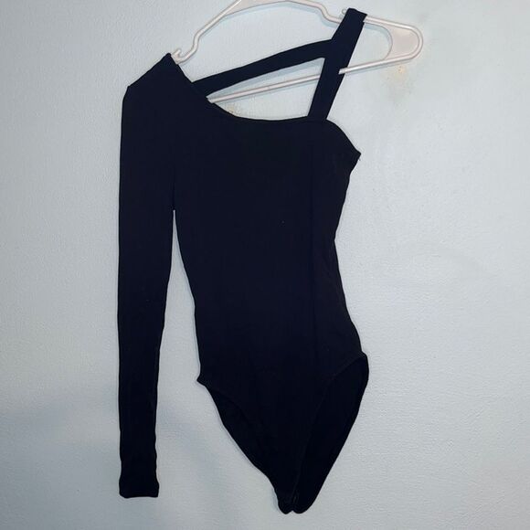 Women’s Topshop Black ribbed one shoulder bodysuit basic everyday going out - Picture 2 of 6